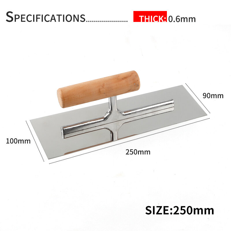 1Pcs Stainless Steel Professional Bricklaying Trowel Cement Scraper Mud Board Construction Plastering Tool with Plastic Handle