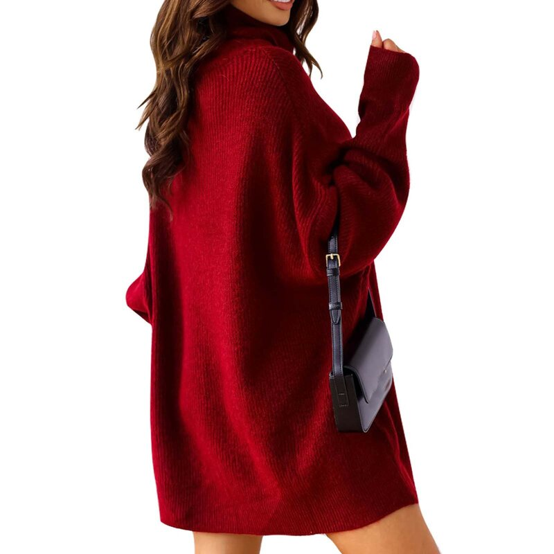 Wine dolcevita Pullover da donna maglione sciolto stile languido 2023 nuovo autunno inverno Cashmere spessa manica lunga maglia top Outfit