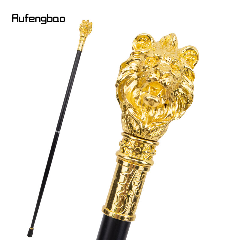 Golden Luxury Lion Head Handle Fashion Walking Stick for Party Decorative Walking Cane Elegant Crosier Knob Walking Stick 95cm