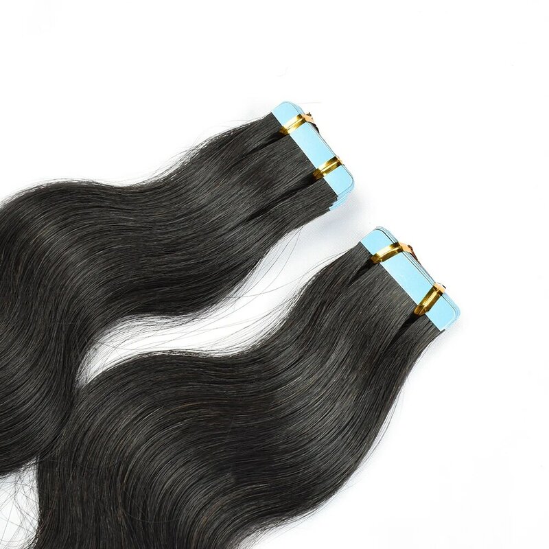 Tape In Human Hair Body Wave Extensions 100% Real Remy Human Hair Skin Weft Adhesive Glue On For Salon 1B High Quality for Woman