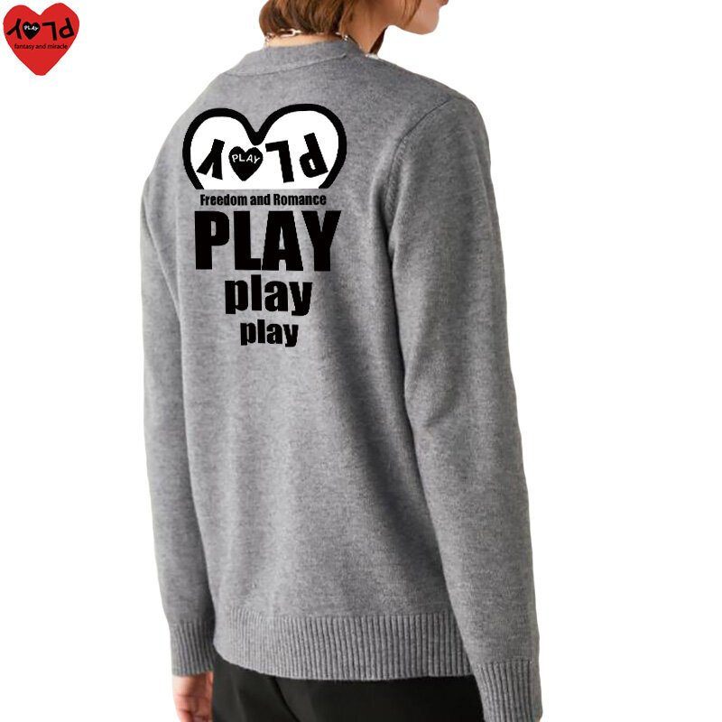 Cárdigan de manga larga para mujer, suéter con cuello redondo, bordado de corazón, estampado de letras de medio Corazón, botonadura única, primavera y otoño
