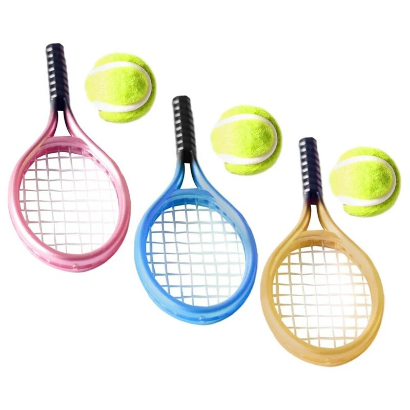 3 Sets Miniatuur Tennis Racket Model Tools Gesimuleerd Tennis Mini Racket Voor Diy Decoratieve Speelgoed Rekwisieten Fotografie Model Lay-Out