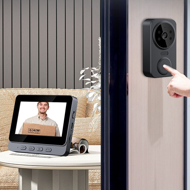 Визуальный дверной звонок ИК ночного видения беспроводной дверной звонок HD 4,3-дюймовый IPS-экран дверной звонок камера 2,4G для виллы, домашнего офиса, квартиры