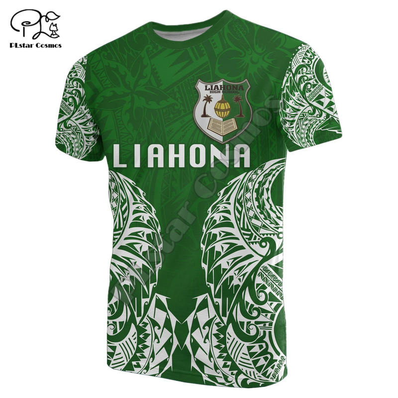 Polinesiana Tonga Liahona Hight Scuola Del Tatuaggio Tribale 3DPrint Degli Uomini/Donne di Estate Unisex Casual Streetwear Maniche Corte T-Shirt A3