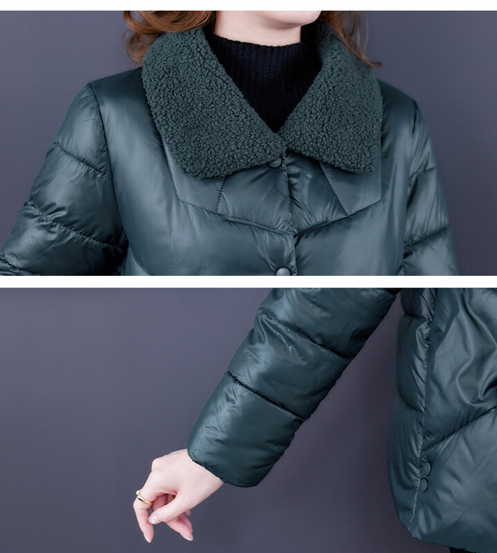 Chaqueta ligera de plumón de algodón para mujer, abrigo corto delgado y cálido con cuello suelto, talla grande, otoño e invierno, 2023