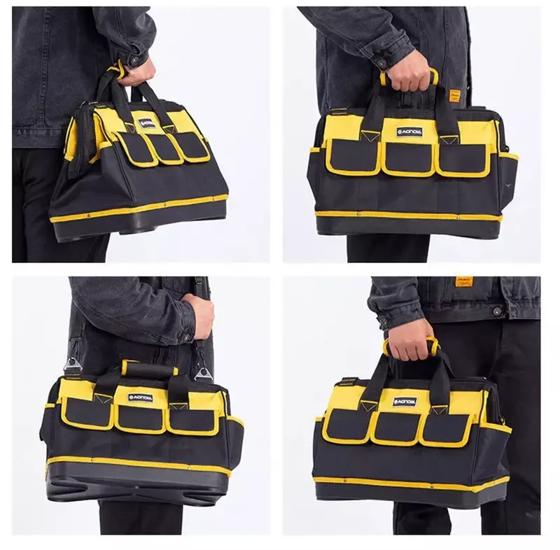 Nuova borsa per attrezzi gialla 14/16/18/20in scatola portaoggetti per impieghi gravosi elettricista 1680D Oxford impermeabile resistente all'usura pratico conveniente