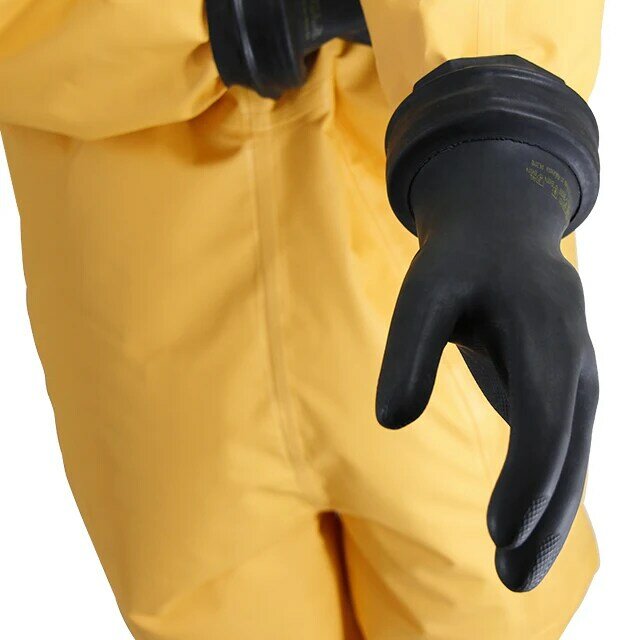 بدلة واقية كيميائية مطاطية ، لون أصفر ، بدلة عمل لرجال الإطفاء