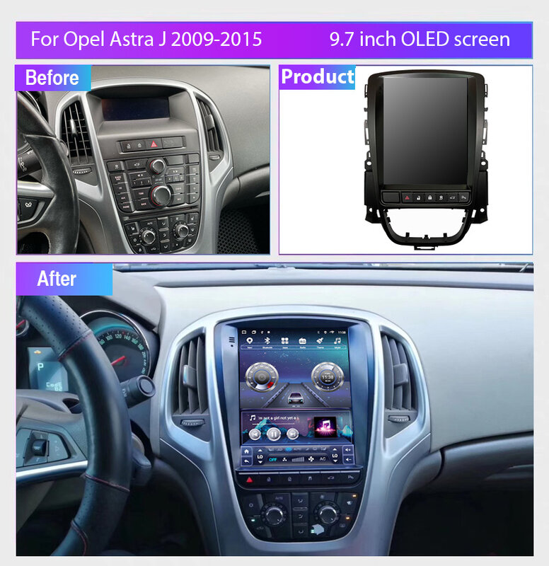 Rádio de carro Android para Opel Astra J Vauxhall Buick Verano Holden Cascada 2009-2018, tela multimídia, Carplay, ECO GPS