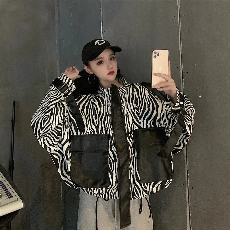 2022 primavera jaqueta feminina curto coreano moda personalidade zebra padrão emendado plutônio jaqueta de couro feminino outono outerwear das mulheres