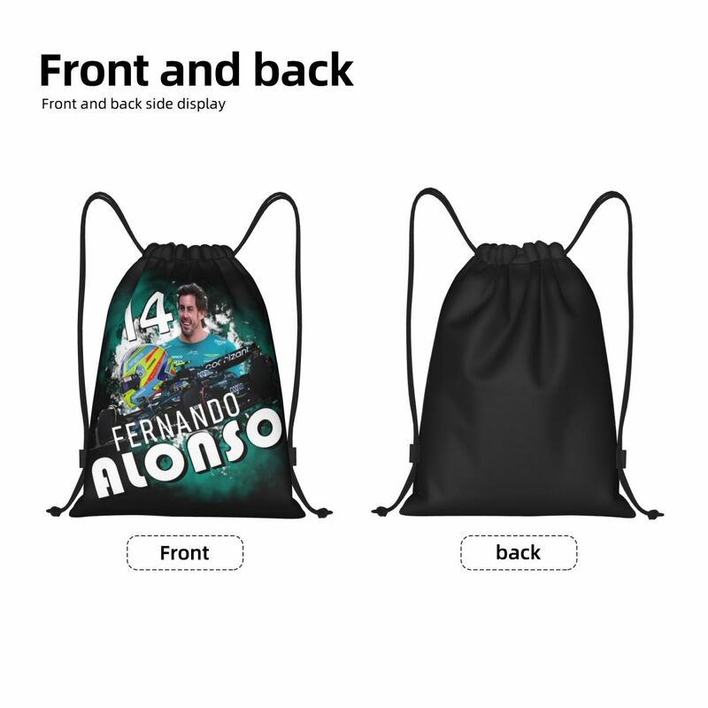 Alonso Motor Racing Drawstring Bag Women Men Portable Gym Sports Sackpack Fernando Sports Car Training Backpacks