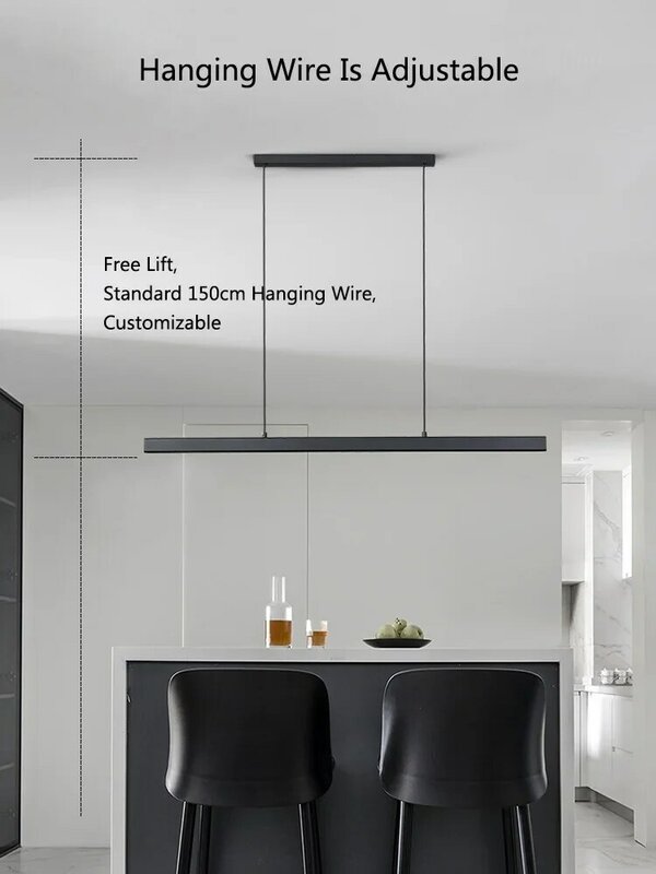 Candelabro minimalista de una palabra para comedor, tira larga moderna de lámpara de mesa, luz de lujo para comedor, bar y oficina