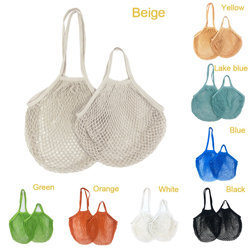 Tas belanja dapat digunakan kembali benang pasar ekologi katun tas Tote jaring tas gantung sayuran buah dapur rumah