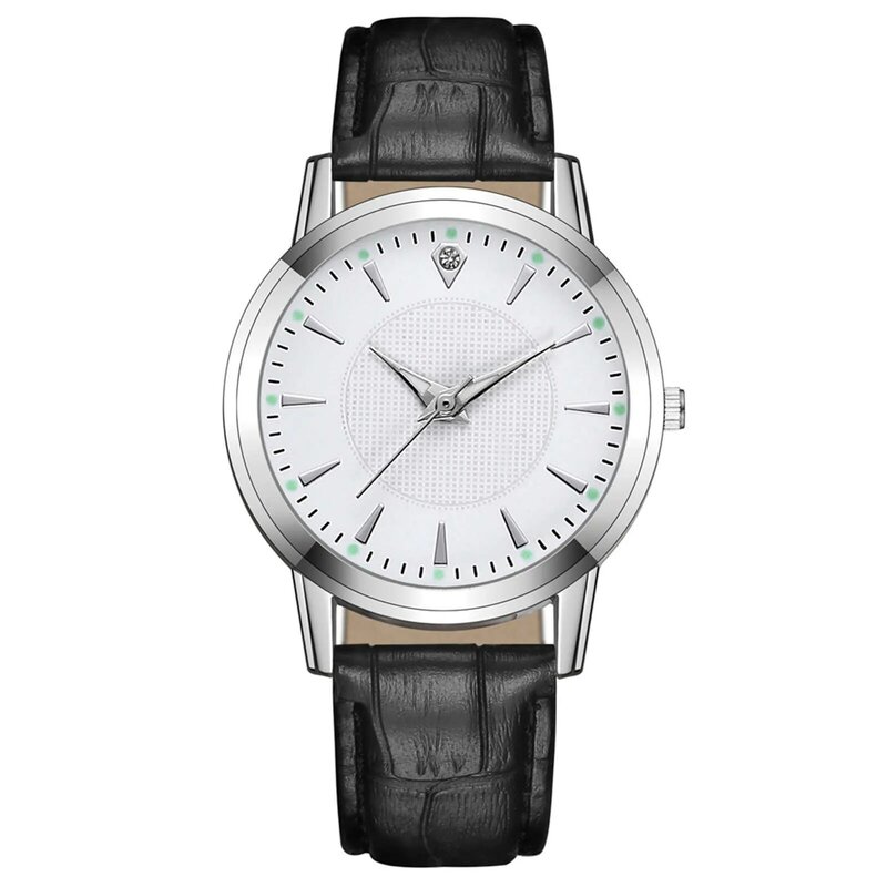 Luxo relógio de quartzo com aço inoxidável, pulseira casual, pulseira de couro de alta qualidade
