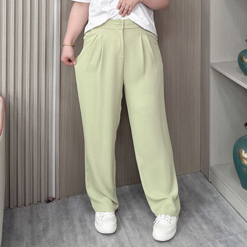 Spodnie garniturowe Plus Size Kobiety Wiosna Lato Proste spodnie na co dzień Szerokie nogawki Długie spodnie