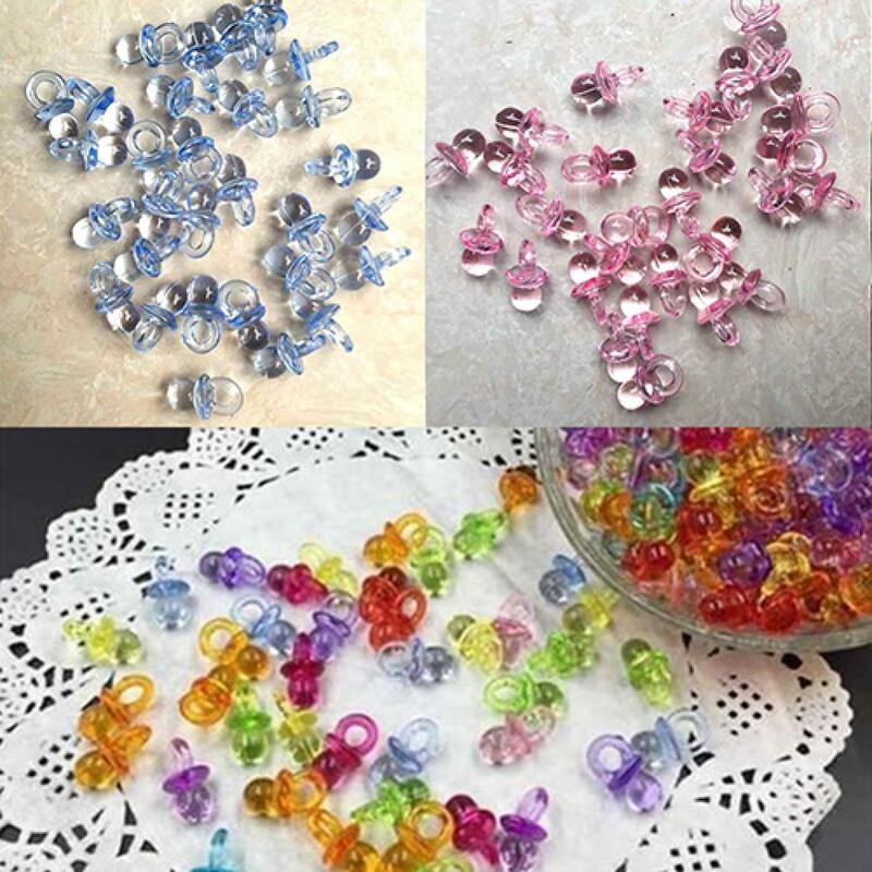 50Pcs/Set Transparent Acrylic Mini Pacifier Baby Shower Girl Boy Cake Decorations DIY Jewelry Making Pacifier Nipple Pacifiers
