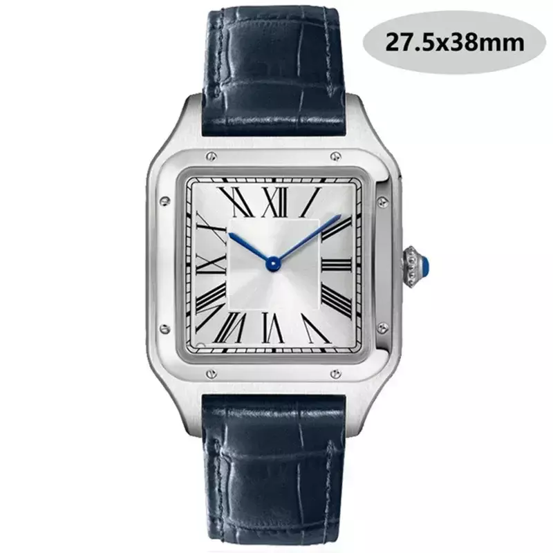 Luxe Hoge Kwaliteit Liefhebbers Quartz Horloge Heren Dames Mode Vierkant Lederen Heren Goud Wit Saffier Polshorloge