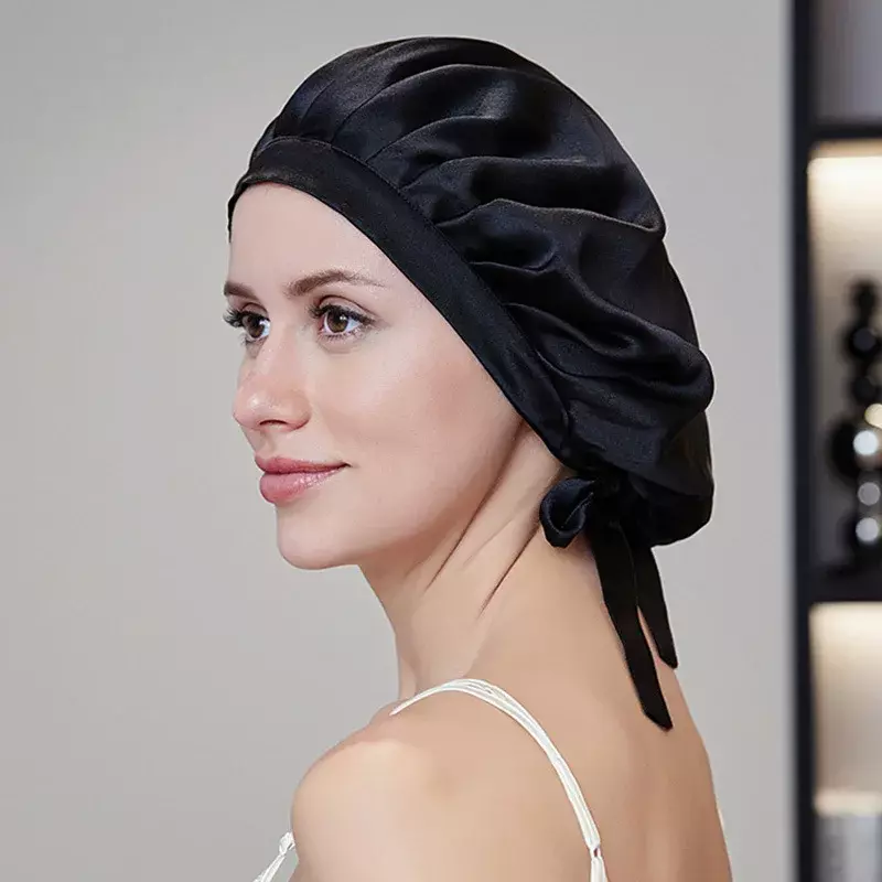 100% Silk Bonnet dla kobiet jedwab Turban dla włosów nocna do snu z kapturem utrata snu Natual czysty jedwab przywieszka do włosów Headwrap