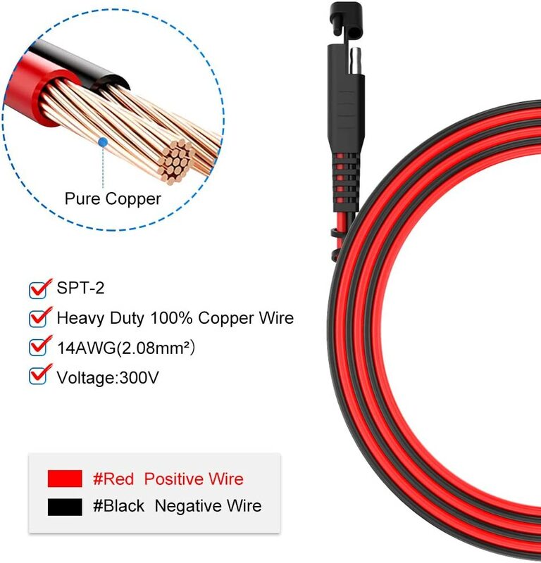 Anchtek 14AWG SAE to SAE Extension Cable Quick Connect Disconnect Power Adapter Battery Charging Cable for Auto RV Motorcycle