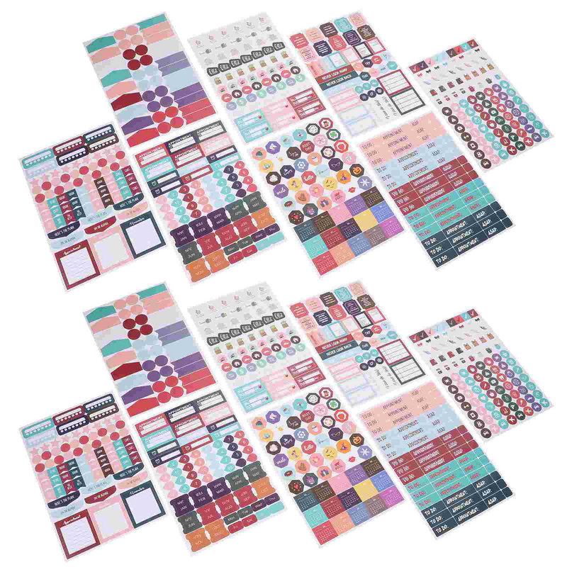 16 Sheets Plan Sticker Journaling Decals Fitness Scrapbooks Self-adhesive Scrapbook Supplies Decor Daily Planner Fine
