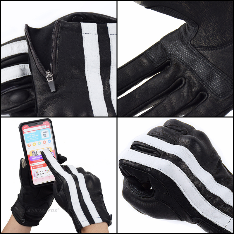 Attrezzatura da ciclismo Full Finger Moto M-XXL guanti da Moto Vintage in pelle da uomo guanti da Moto Touch Screen estivi invernali