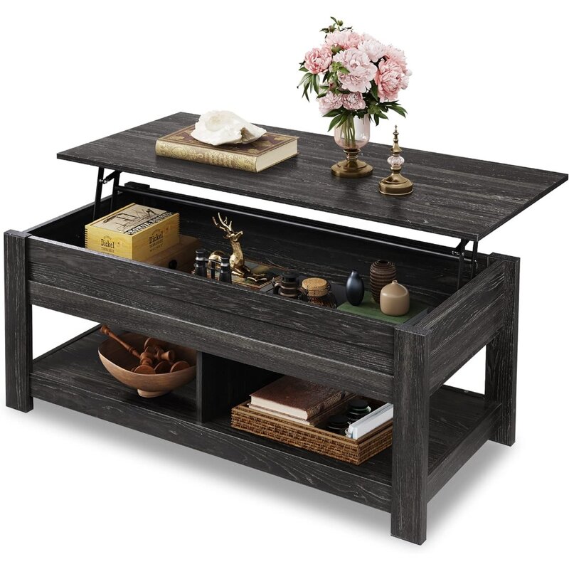 Mesa de centro de madera para sala de estar, mueble moderno, color negro, extremo de mesa de centro, comedor y té
