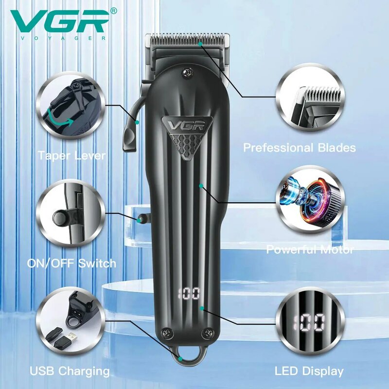 Vgrヘアクリッパープロのヘアカートマシンヘアトリマー調整可能コードレス充電式V 282
