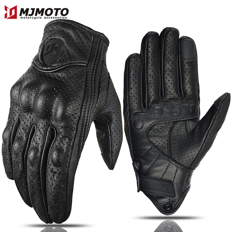 Motorcycle Gloves Summer Leather Motocross Glove Men Women Retro Biker Cycling Motorcyclist Protected Goatskin Mtb Cycling Glove