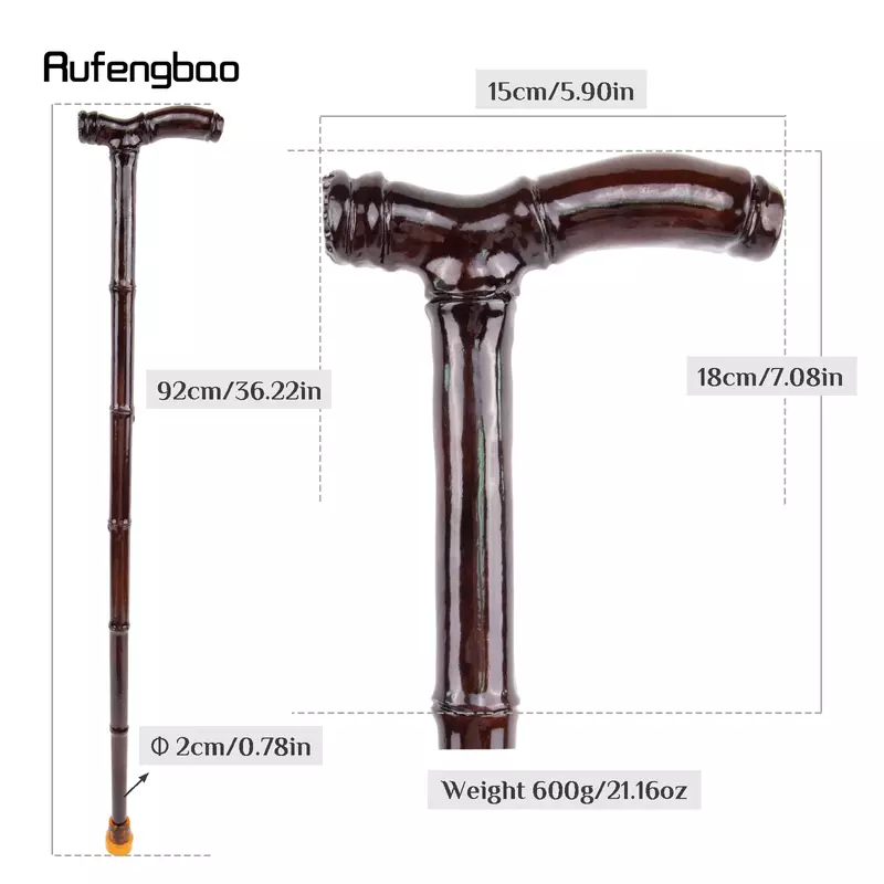 Brown Bamboo Wooden Single Joint Fashion Walking Stick Decorative Cospaly Cane Halloween Mace Crutch  Wand Crosier 92cm