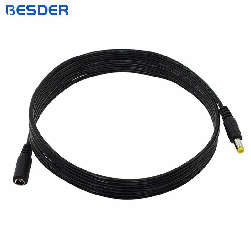 Cable de extensión de alimentación estándar DC12V de BESDER, enchufe de 3 metros / 10 pies, cable de extensión de enchufe macho de 5,5 mm x 2,1 mm para cámara CCTV de 12 V