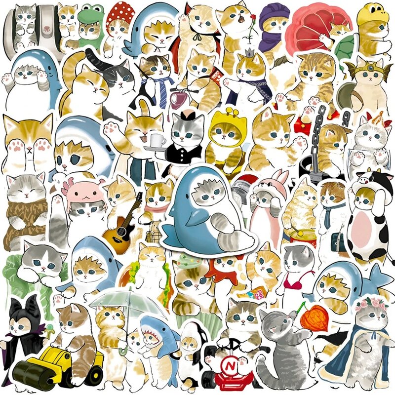 10/30/50pcs Kawaii Cat Cartoon Stickers Cute Animal decalcomanie estetiche Scrapbook Laptop Phone bagagli Car Graffiti Sticker giocattolo per bambini