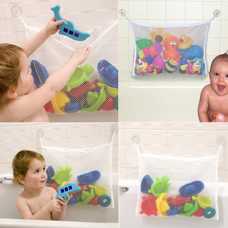 Baby Bathroom Mesh Bag Brinquedos de banho Bag Kids Basket Net Jogos infantis Rede Waterproof Cloth Sand Toys Beach Storage Organizer