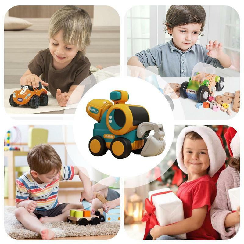 Digger Press Toy para criança, Colisão Resistente, Toddler Caminhões, Escavadeira e Empilhadeira, Construção Brinquedos