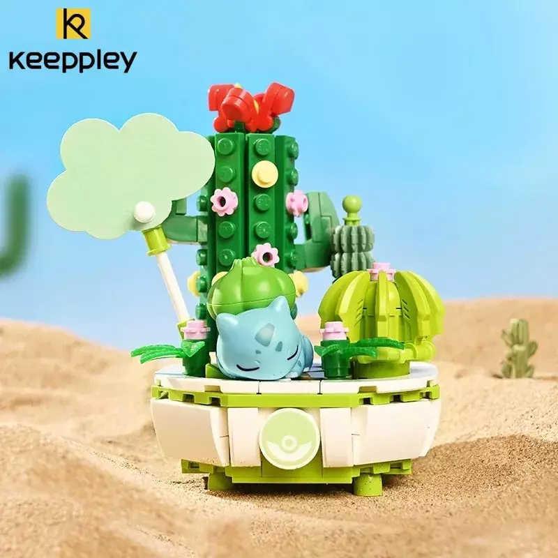 Keeppley โมเดลโมเดลโมเดลเครื่องบินโปเกมอน, ของเล่นตกแต่งบ้านกระถางดอกไม้อิฐของขวัญสำหรับเด็ก