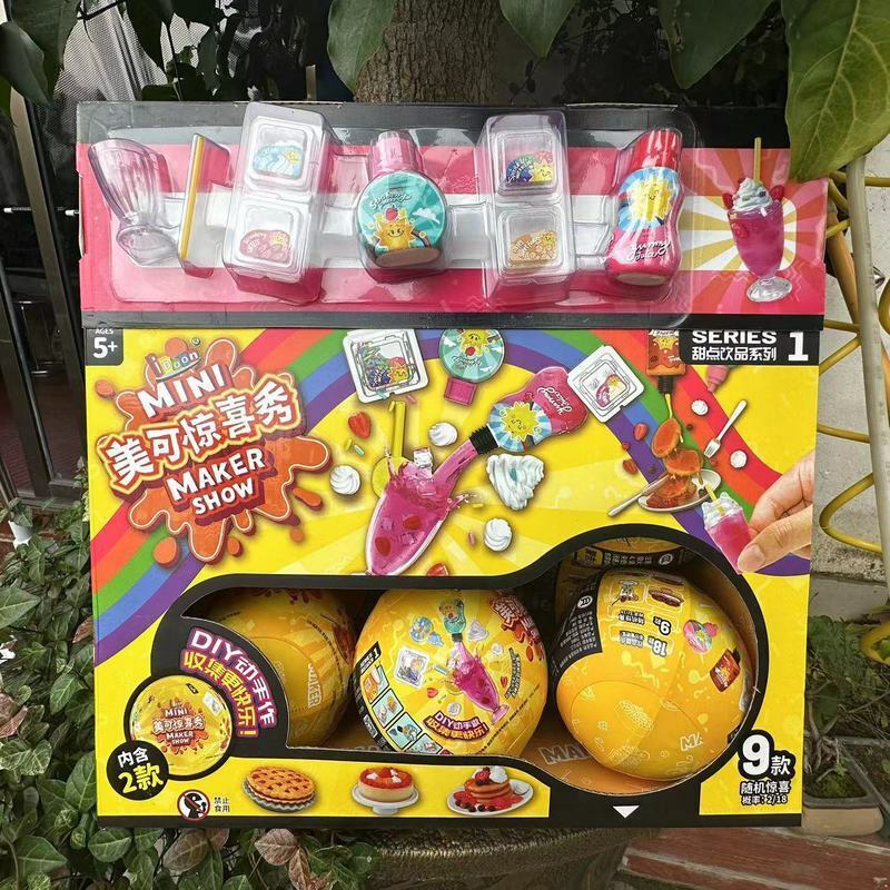 Miniverse mainan kotak kejutan anak perempuan, simulasi makanan Mini Diy buatan tangan miniatur tampilan adegan hadiah mainan telur anak-anak