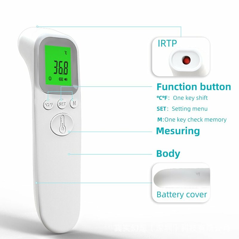 FTW01 Termômetro Infravermelho Digital Febre, Médico, Doméstico, Infantil, Adulto, Sem Contato, Laser, Temperatura Corporal, Termômetro de ouvido