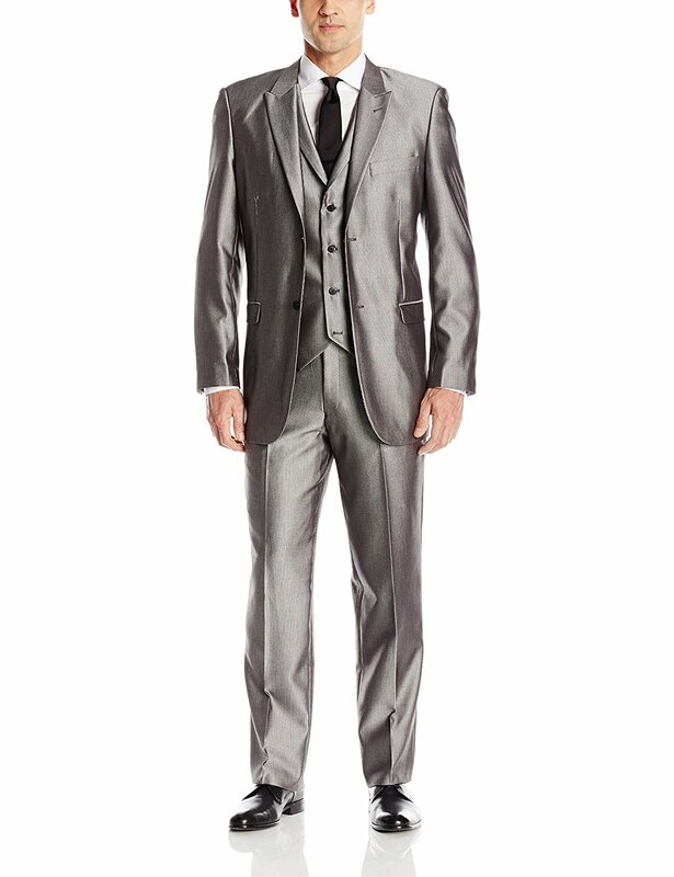 Men's Wedding Suit Peak Lapel Two Buttons Three Pieces Jacket Pants Vest Set