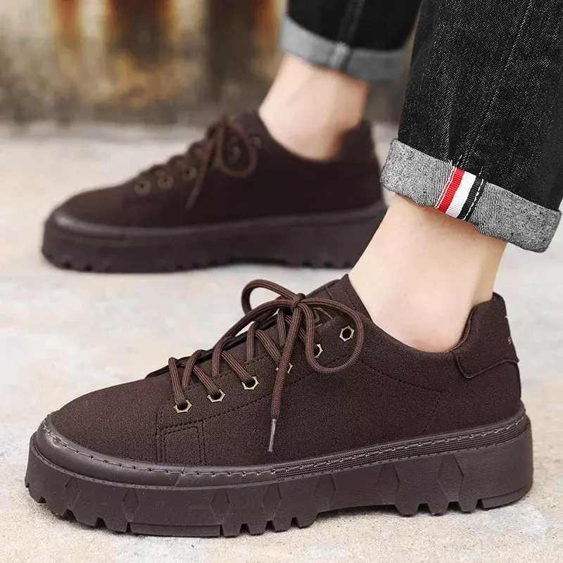 Men's Lace-up Sports Casual Shoes Spring and Autumn Round Toe Solid Color Sneakers for Men Tenis Masculino Zapatillas Mujer