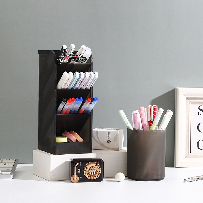 Matte Pencil Stand para armazenamento de cosméticos, Diversos Organizador, inserção oblíqua, Desktop Papelaria, Office Desk Acessórios, Pen Holder