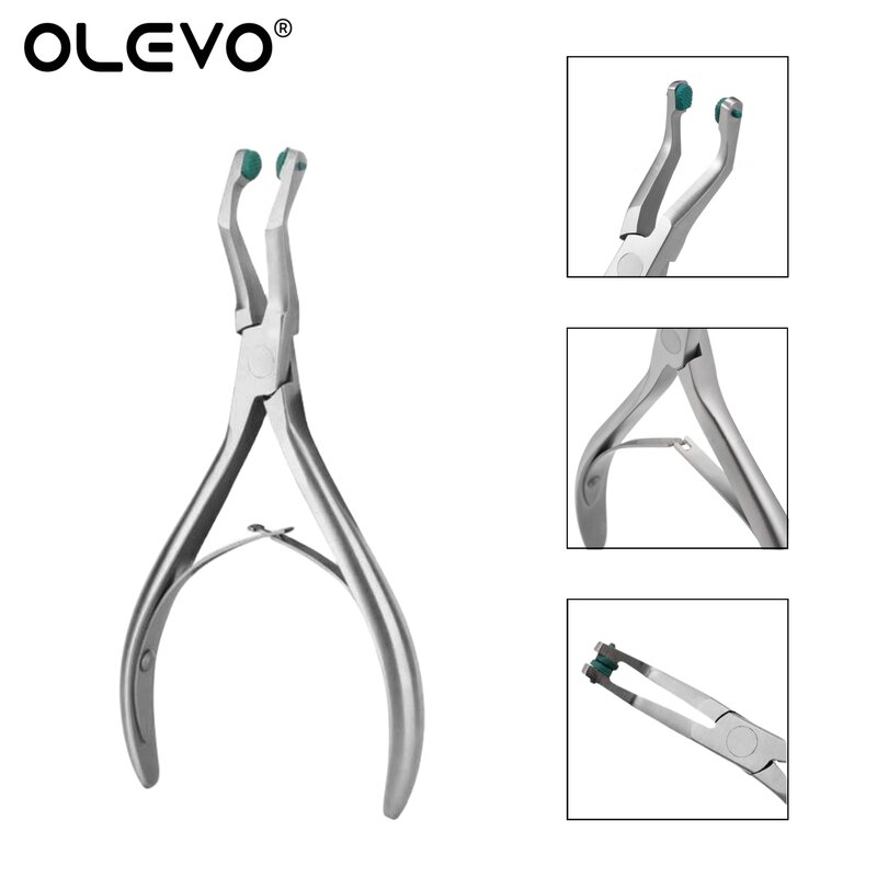 Dental Crown Remover Pliers with Green Rubber Tips Stainless Steel Temporary Teeth Veneers Removing Forceps Dentist Remove Tools