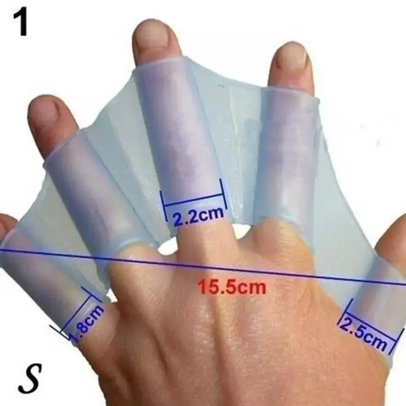 Guantes de banda para dedos de natación, aletas de mano de rana, aletas de Palma, 2 piezas