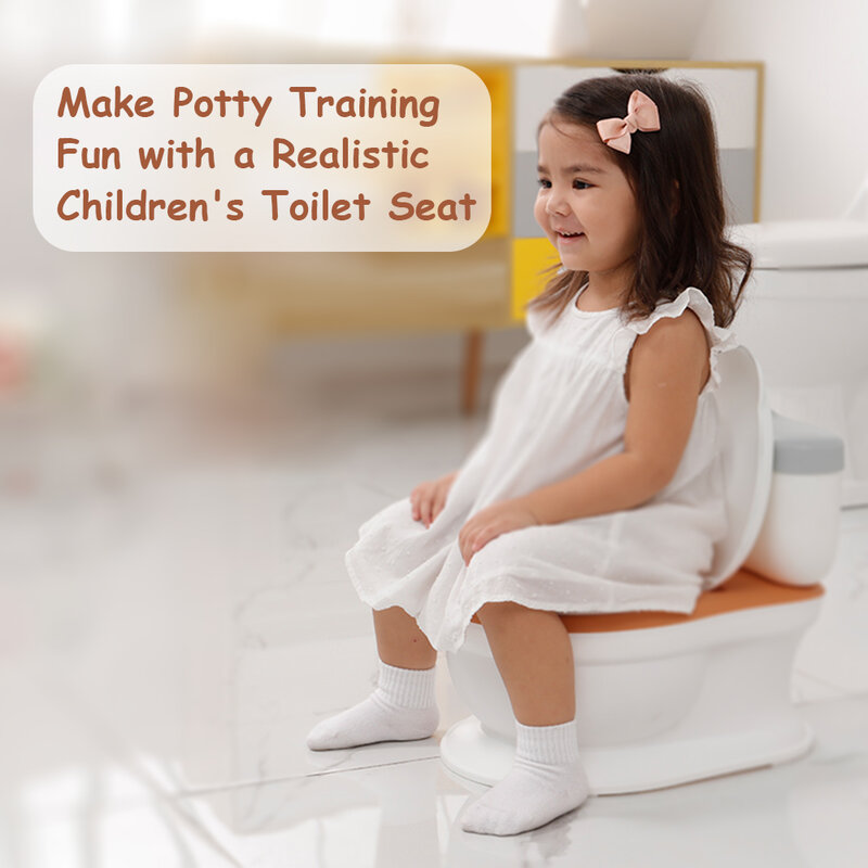 Baby Potty Toilet Seat Realistic Potty Training Seat for Toddlers Boys Girls Soft PU Pad Wipe Storage Music Playing Function