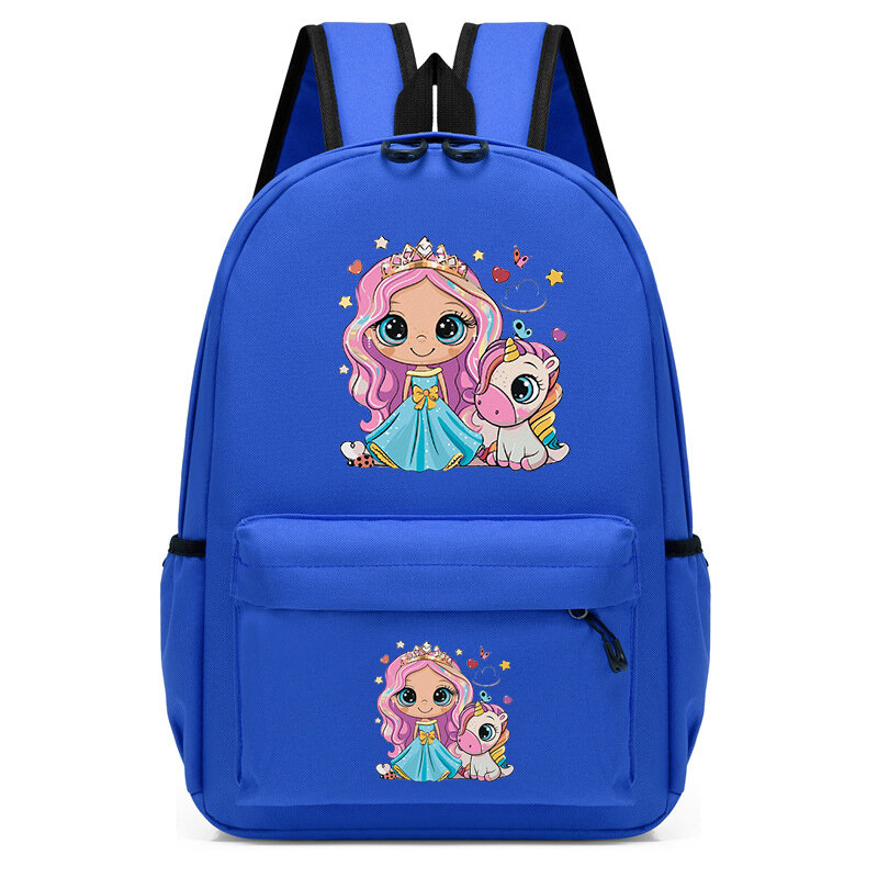 Nowa plecak z nadrukiem zwierząt księżniczka z jednorożcem kreskówka modna tornister dziewczyna plecak Kawaii dzieci plecak moda podróżna