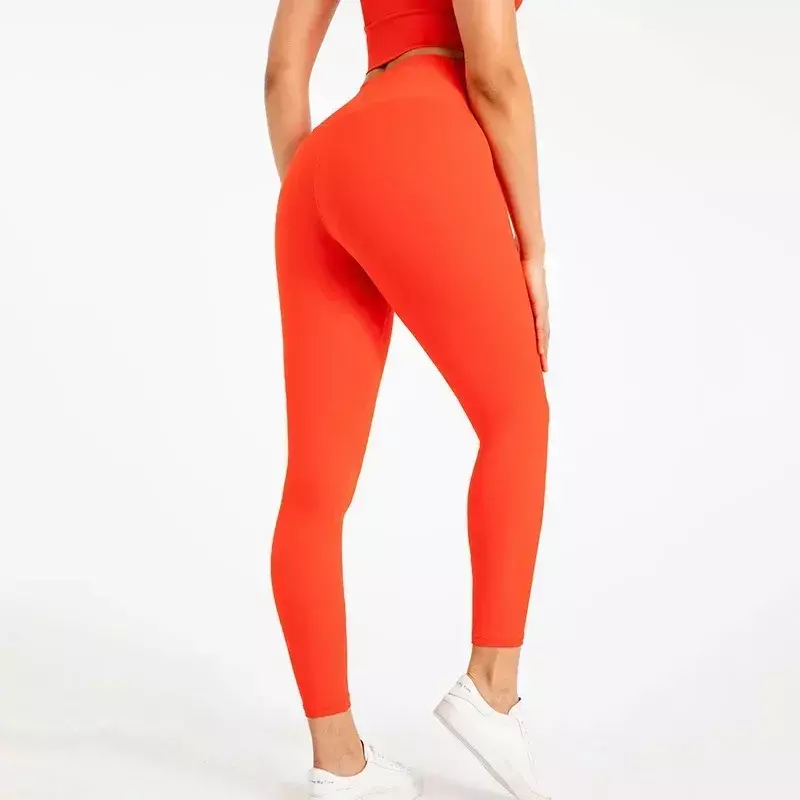 Lulu-pantalones de Yoga de cintura alta para mujer, mallas deportivas de nailon elástico de 25 pulgadas, sin costura frontal, para entrenamiento en el gimnasio