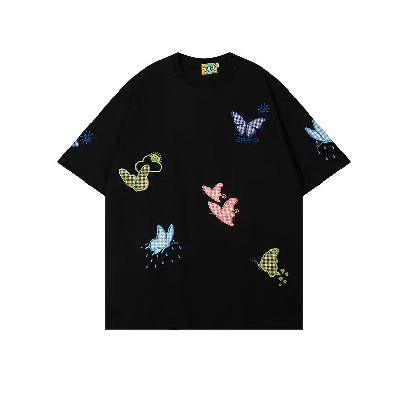 Sweatshirt T-shirt Y2k Streetwear Loose Vintage Clothes Tops 2023 Summer Harajuku Casual Gothic Oversized Cartoon Patchwork Top