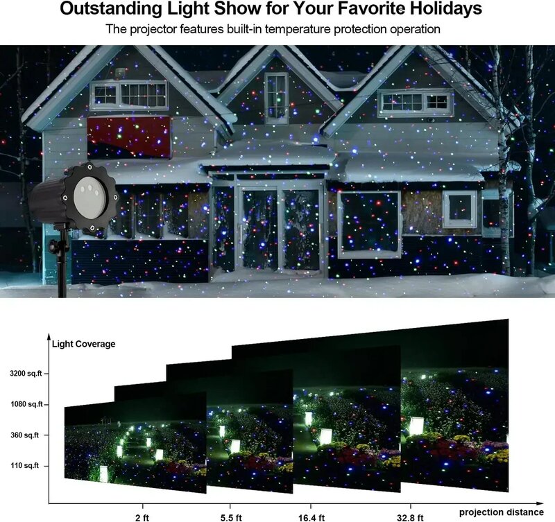 Lumières de budgétaire laser d'étoiles étoilées extérieures de LED, lumières de luciole de jardin, télécommande, IP65, étanche pour la décoration d'arbre de Noël
