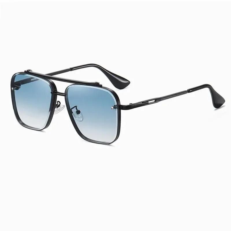Nieuwe Gradiënt Zonnebril Voor Mannen Mode Metalen Grote Frame Zonnebril Merk Ontwerp Luxe Lunette De Soleil Homme Uv400