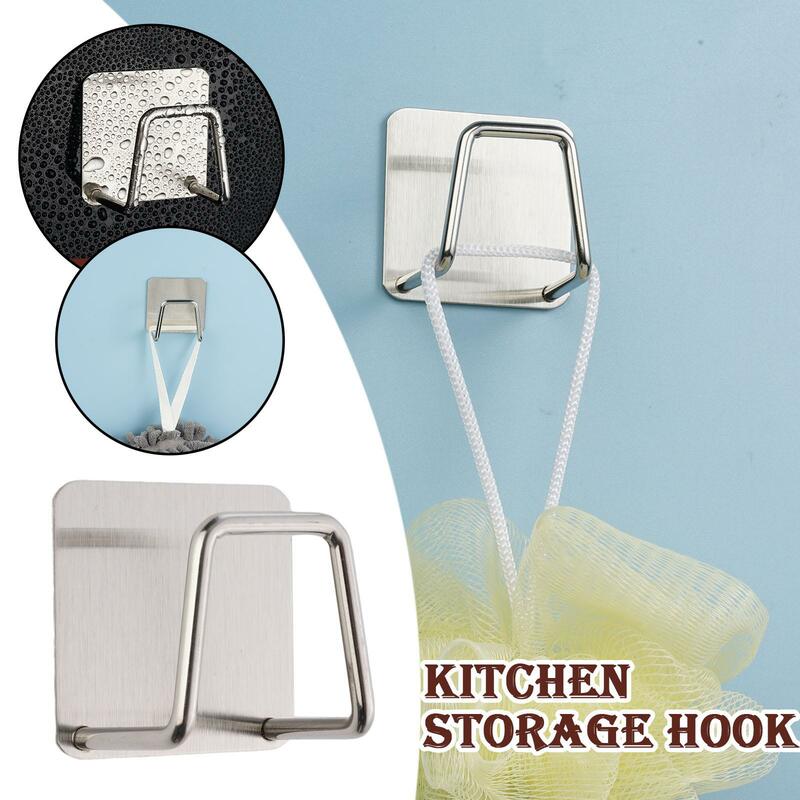 Stainless Steel Kitchen Storage Rack, Sponge Holder, Acessórios de parede, Organizador do banheiro, Ganchos de cozinha, Organizador, V2J1