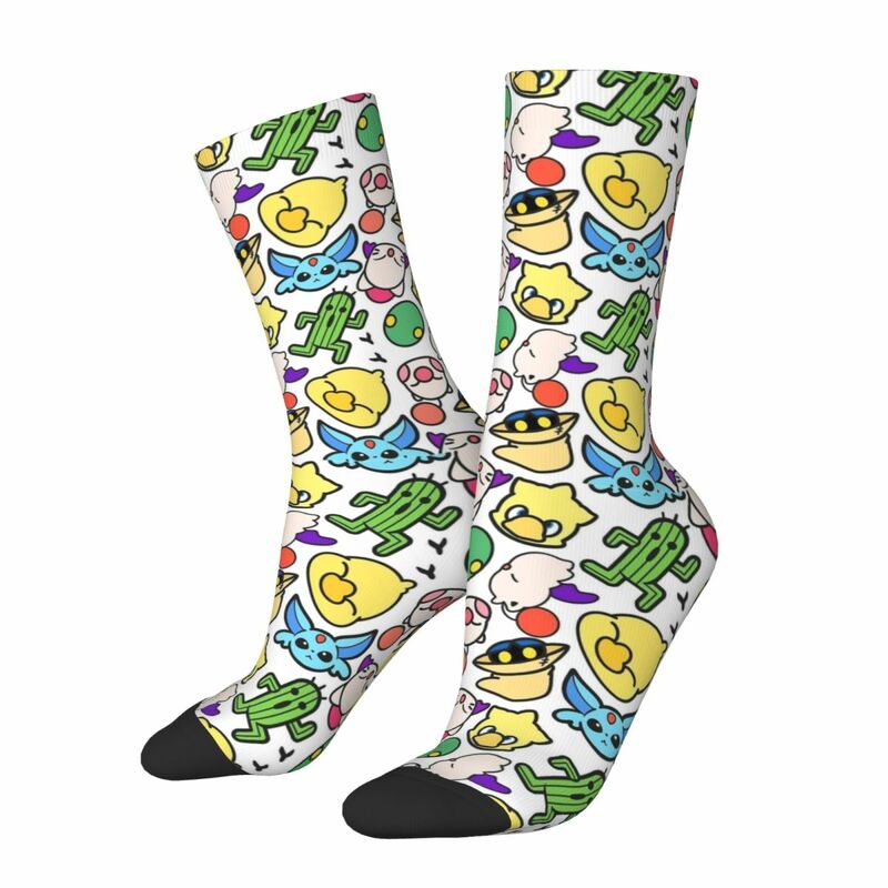 Casual Fantasy Final Cute Cartoon Pattern Soccer Socks Game Polyester Crew Socks for Women Men Non-slip