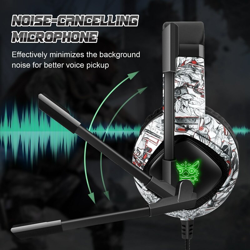 ONIKUMA Auriculares para juegos K19 Auriculares estéreo con micrófono con cancelación de ruido con cable