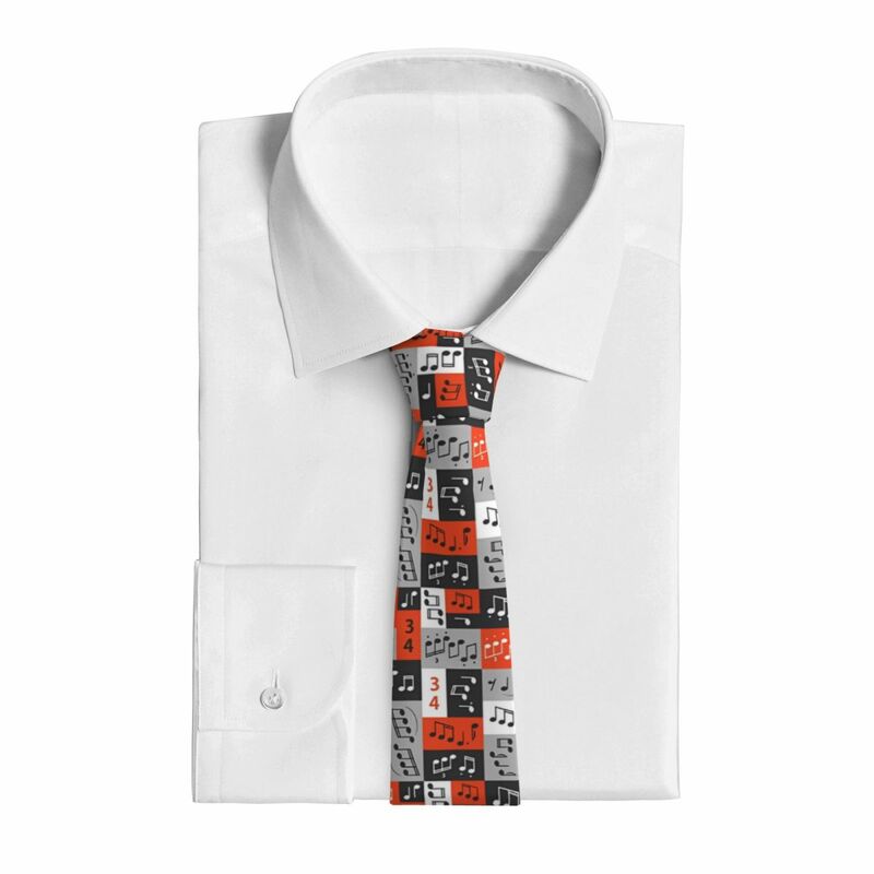 Corbata con estampado 3D de nota musical para hombres y mujeres, corbatas de cuello de ocio simples, accesorios de moda Retro, corbata de cuello gráfica de gran calidad